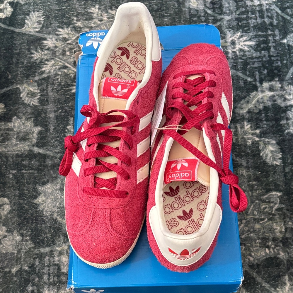 Adidas Scarlet Red Sneakers with Cream Stripes